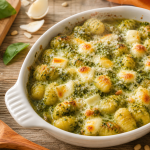 Gnocchi et accompagnement : gnocchis au pesto, mozzarella et parmesan