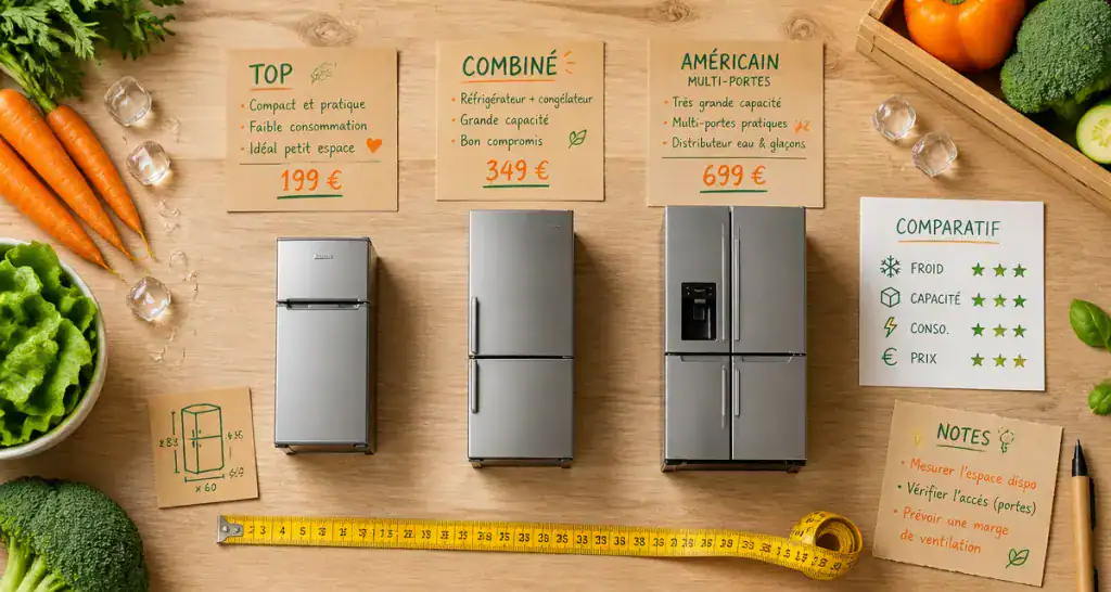prix d un frigo congelateur trois modèles avec prix et accessoires