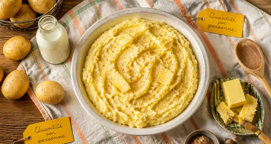 Plat de puree par personne avec etiquettes quantite