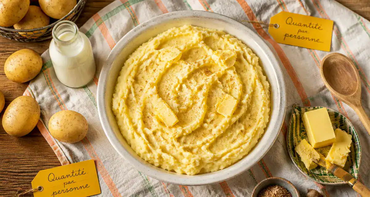 Plat de puree par personne avec etiquettes quantite