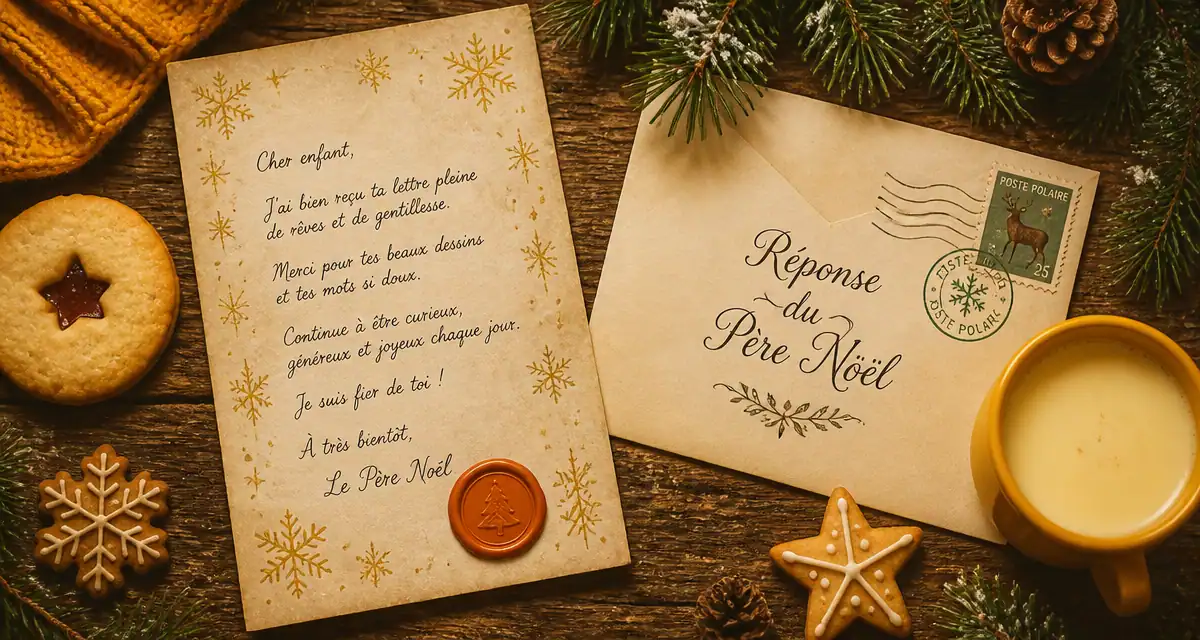reponse du pere noel lettre manuscrite avec sceau et enveloppe