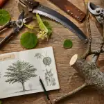 tailler un tilleul en parasol outils et feuilles