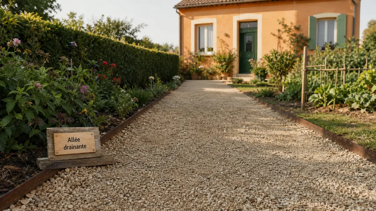 Allée de jardin en gravier drainant