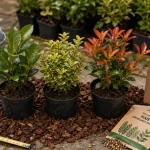Arbuste pour haie croissance rapide : jeunes plants en pots (laurier-cerise, troène, photinia)