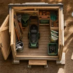 Cabane à outil de jardin en bois traité anti-humidité (tête)
