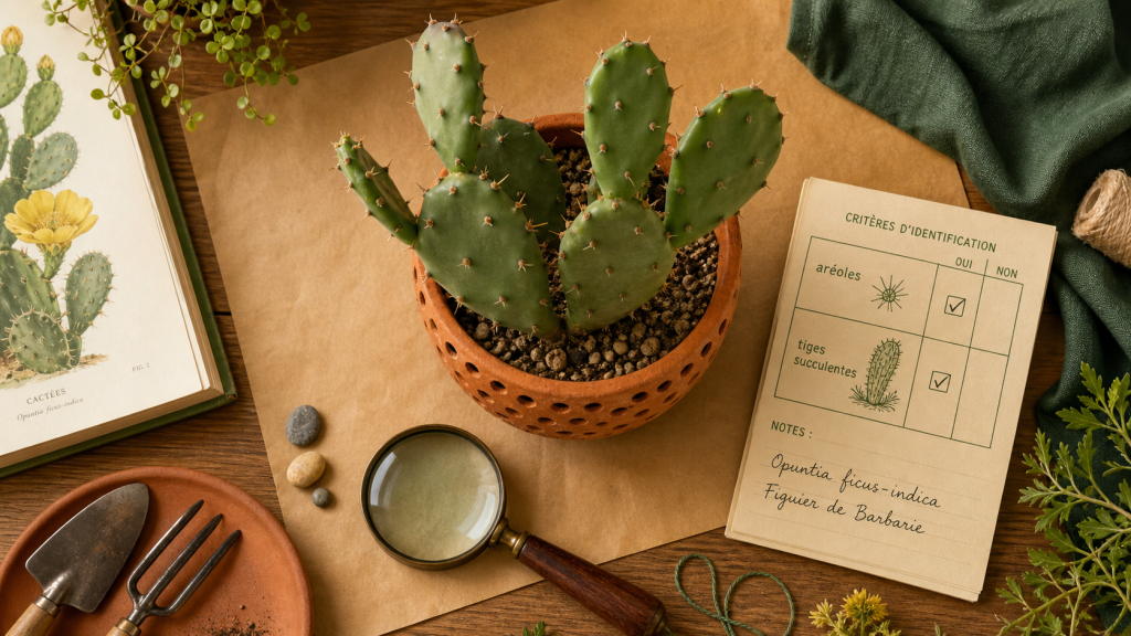 Cactaceae : aréoles d’Opuntia, origine américaine, tiges succulentes