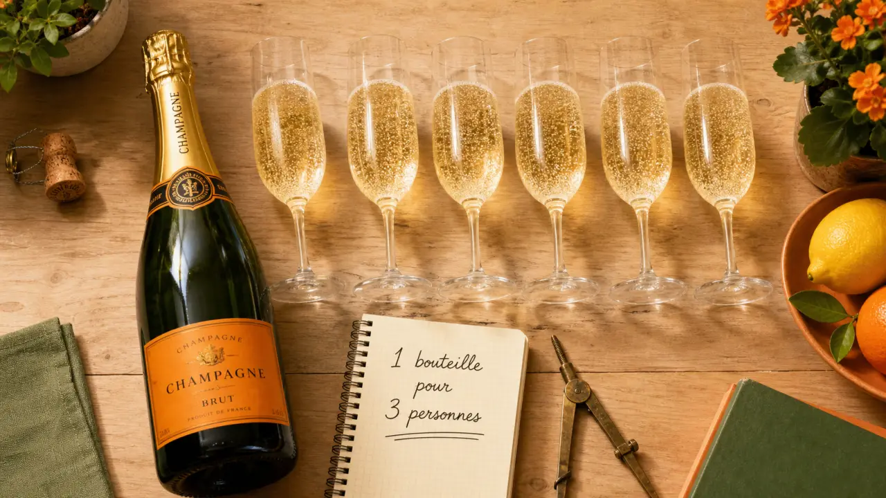 Combien de champagne par personne : 6 flûtes pour 75 cl, 2 à 3 coupes par invité