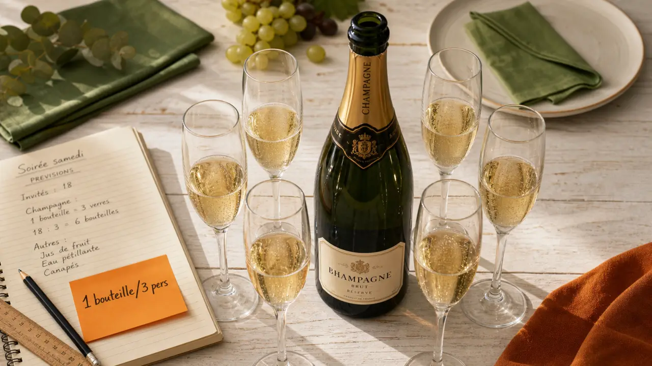 Combien de champagne par personne : 6 flûtes par bouteille et 2-3 coupes