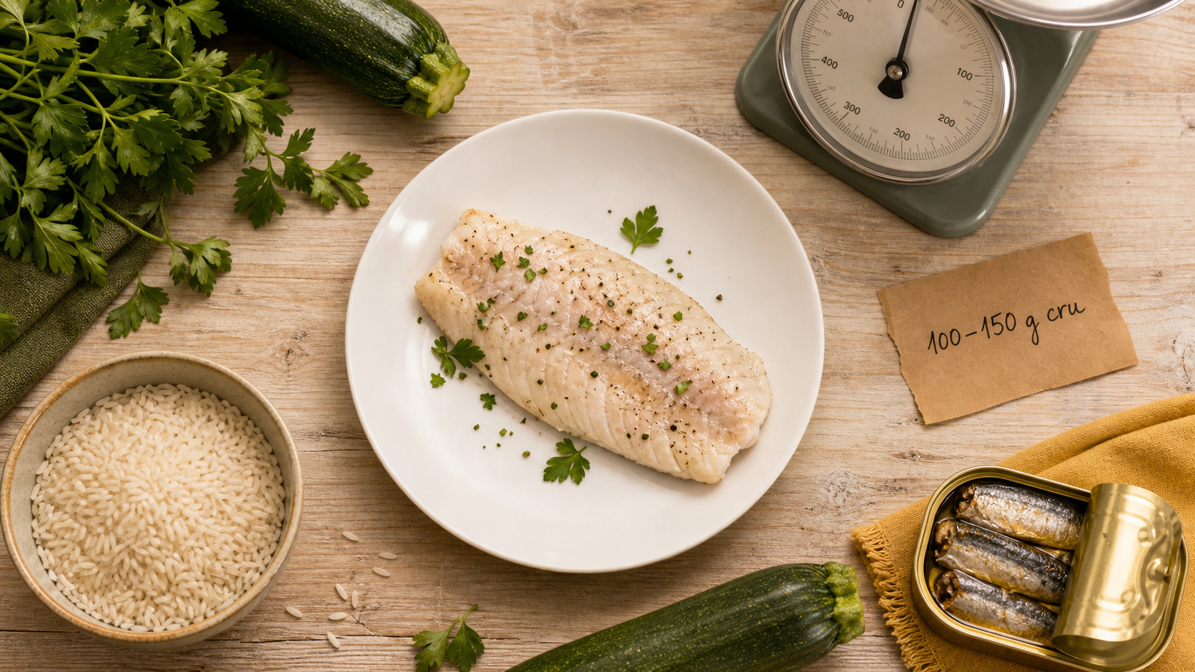 Combien de gramme de poisson par personne : repère 100–150 g cru