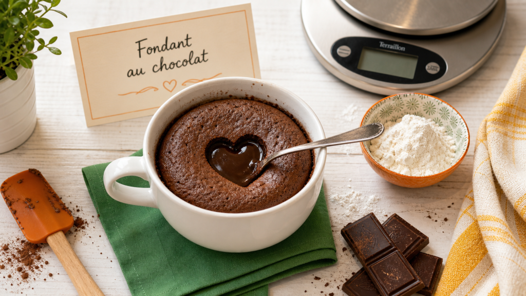 Fondant chocolat micro onde 1 personne, cœur coulant au chocolat