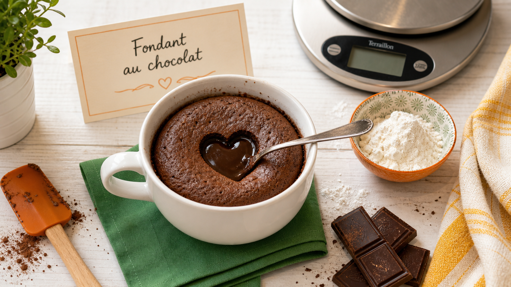Fondant chocolat micro onde 1 personne, cœur coulant au chocolat