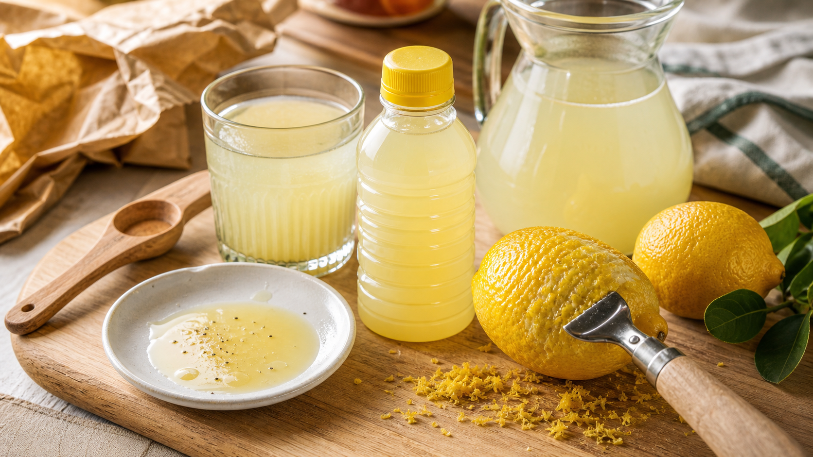 Le pulco peut il remplacer le citron : bouteille Pulco, verre et citrons frais