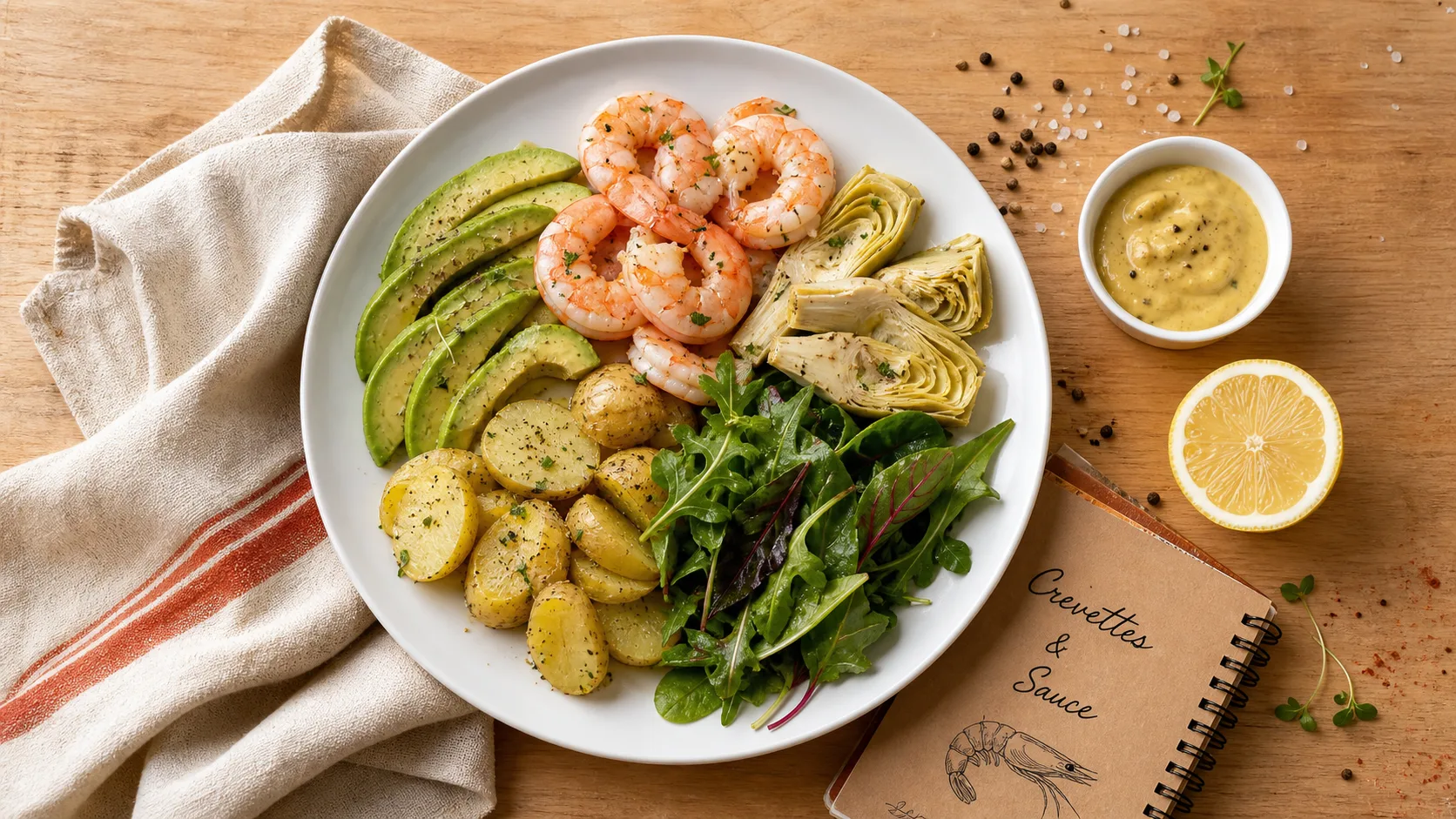 Que manger avec des crevettes : riz parfumé, avocat citronné et sauce citronnée