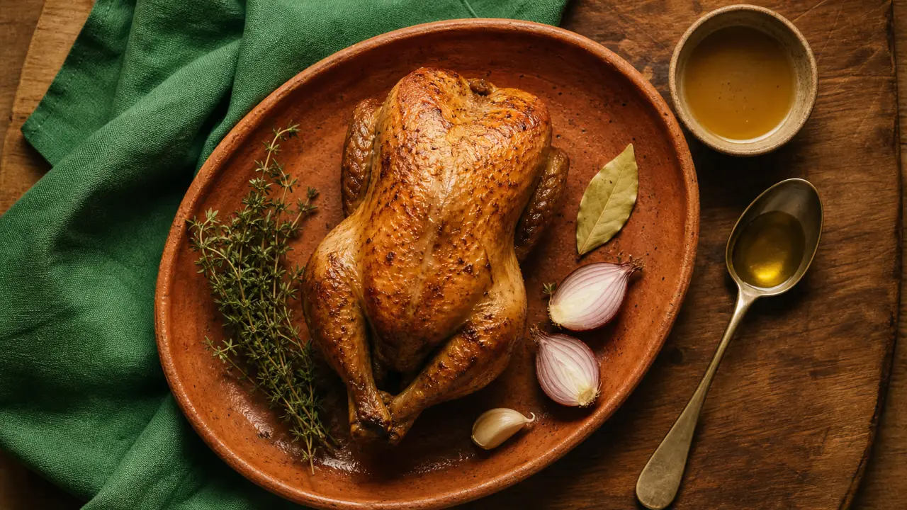 Recette de pintade au four 180°C, arrosage et repos
