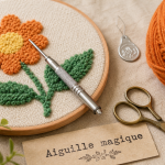 Tuto punch needle : toile tendue, 3 tailles d’aiguille, points qui tiennent
