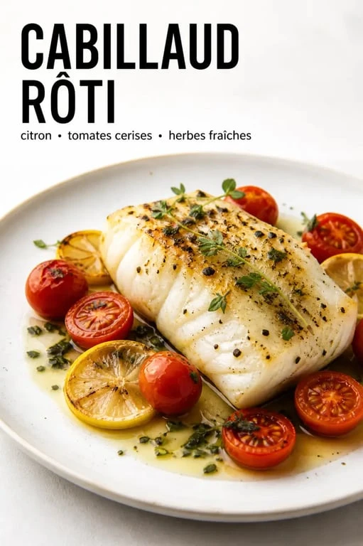 Recette cabillaud au four avec citron, tomates cerises et herbes fraîches