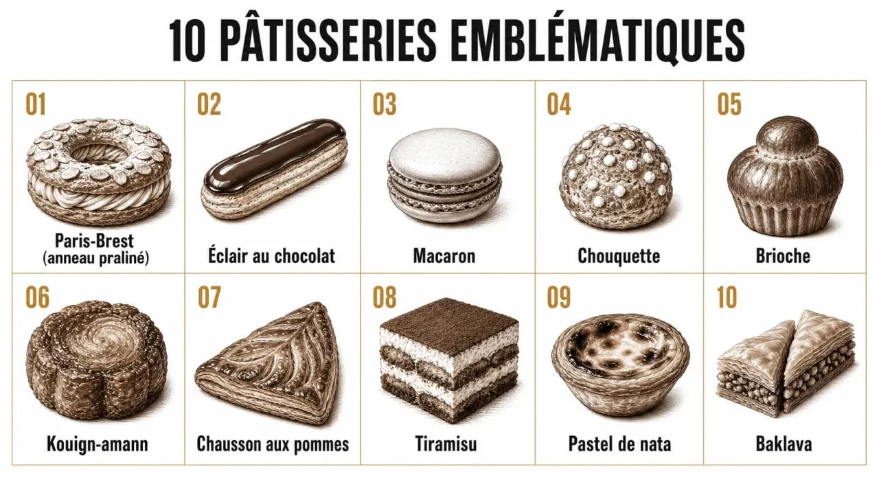 Patisserie connu : panorama visuel des grands classiques sucrés français et internationaux à reconnaître d’un coup d’œil