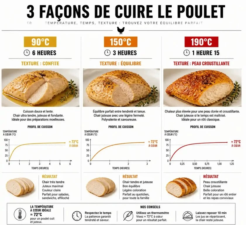 Comparatif des méthodes de cuisson du poulet basse température