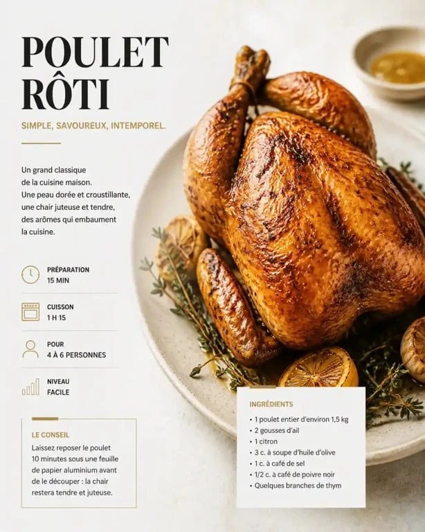 Poulet rôti basse température à la peau croustillante et chair fondante