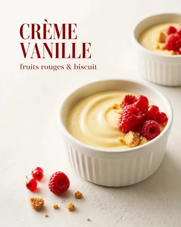 Recette dessert crème maison à la vanille en petits pots, texture onctueuse