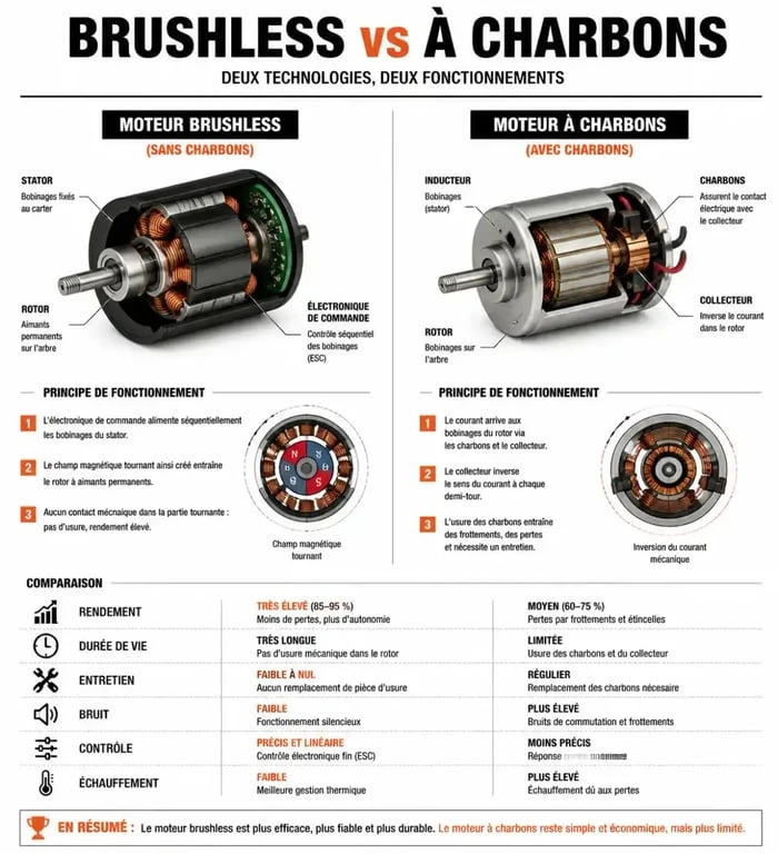 Comparatif technique moteur brushless et moteur à charbons pour outils électroportatifs