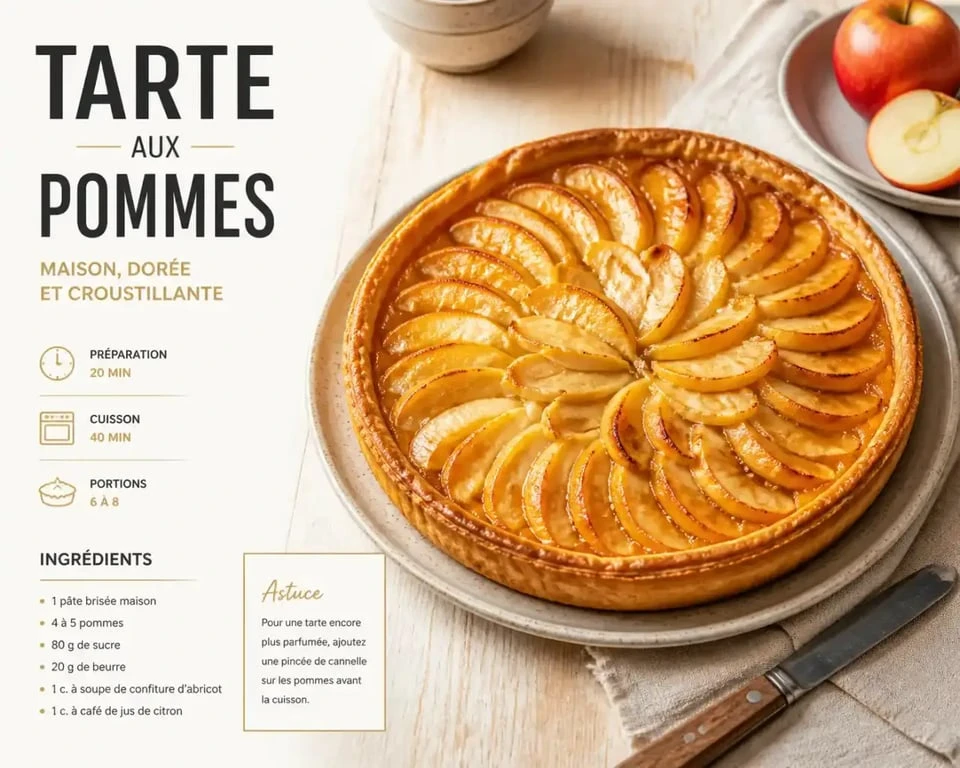 Tarte aux pommes maison avec pâte brisée croustillante