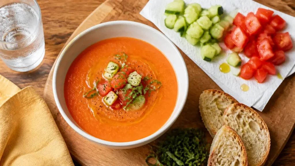 Gaspacho tomate concombre : l’équilibre entre fraîcheur, texture et repos au frais