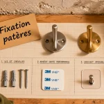 Patere murale : patere en acier et laiton sur plan de fixation, choix idéal pour optimiser l’espace