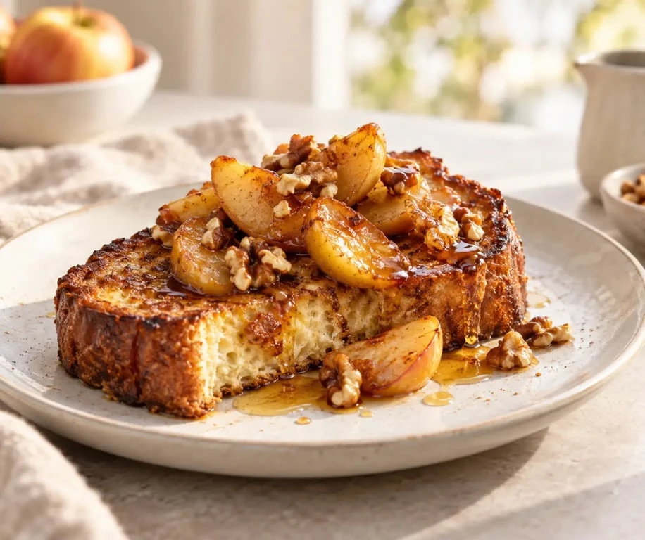 Recettes avec pain : pain perdu aux pommes caramélisées