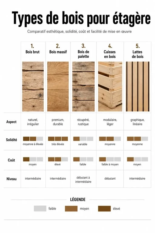 Comparatif des types de bois pour faire une étagère en bois soi-même