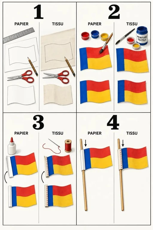 Fabriquer drapeau en papier ou en tissu étape par étape