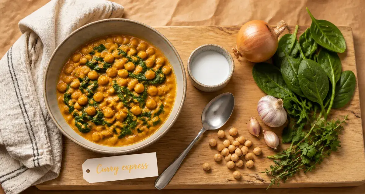 Recette rapide et saine : curry express pois chiches épinards