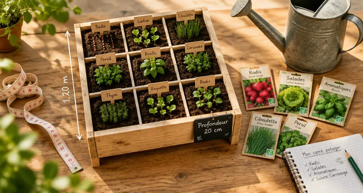 Carré potager 1,20 m, profondeur adaptée aux cultures