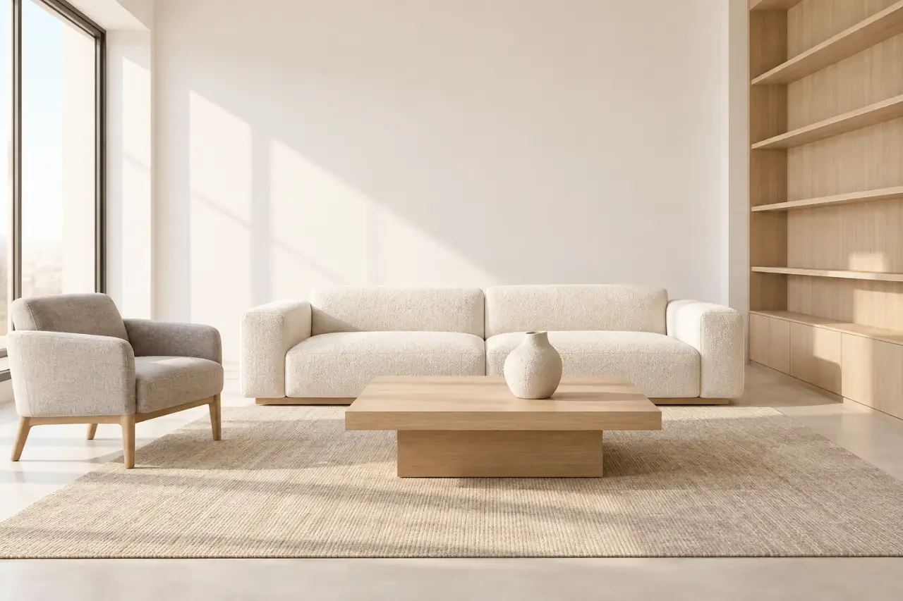 Définition minimaliste illustrée par un intérieur épuré, fonctionnel et chaleureux